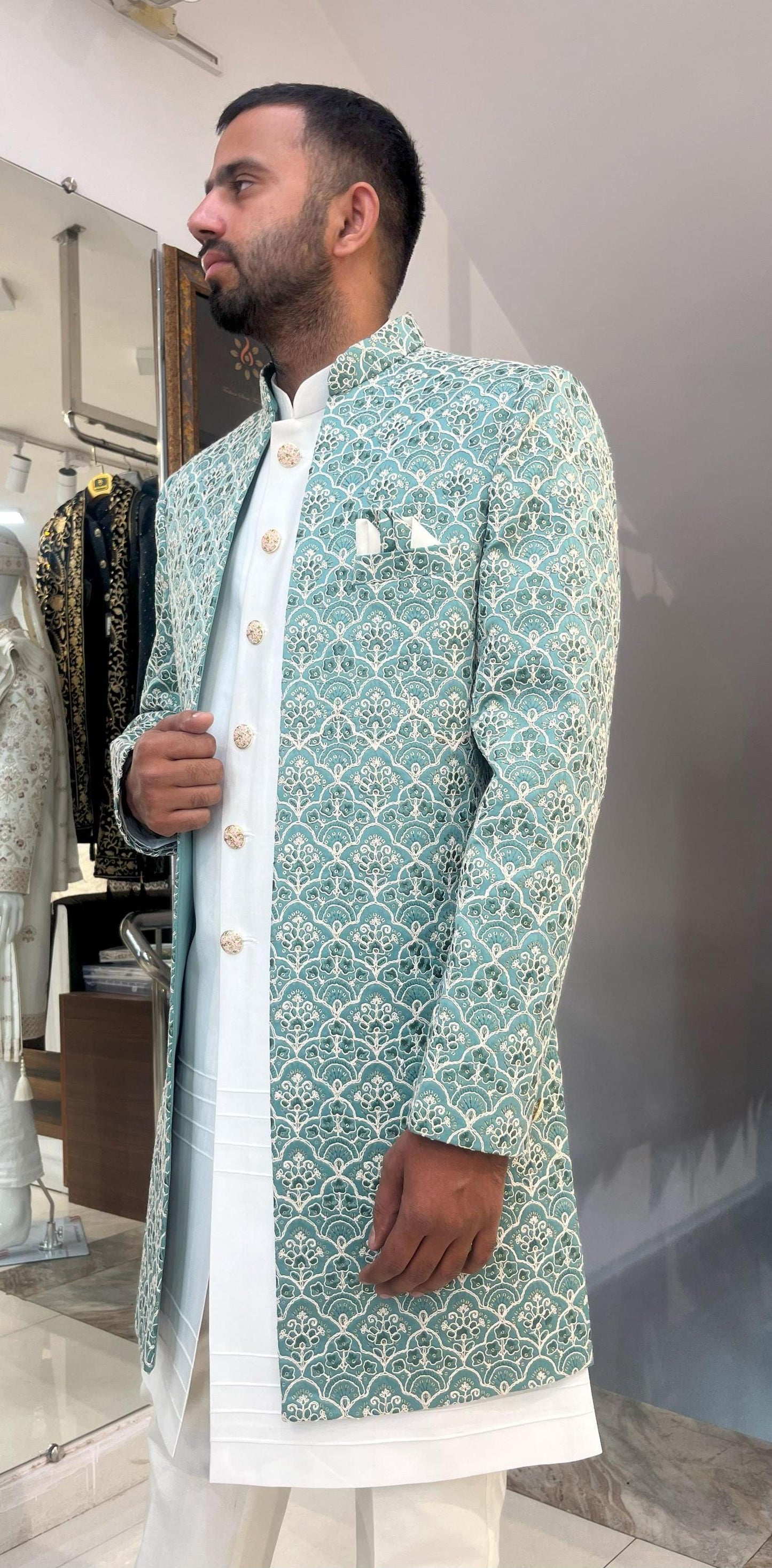 Elegant Groom Sherwani, Indo Western Wedding Outfit