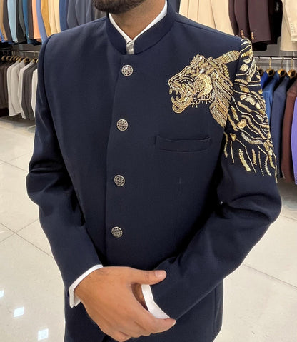 Lion Handwork Jodhpuri Suit, Men's Groom Wedding Outfit