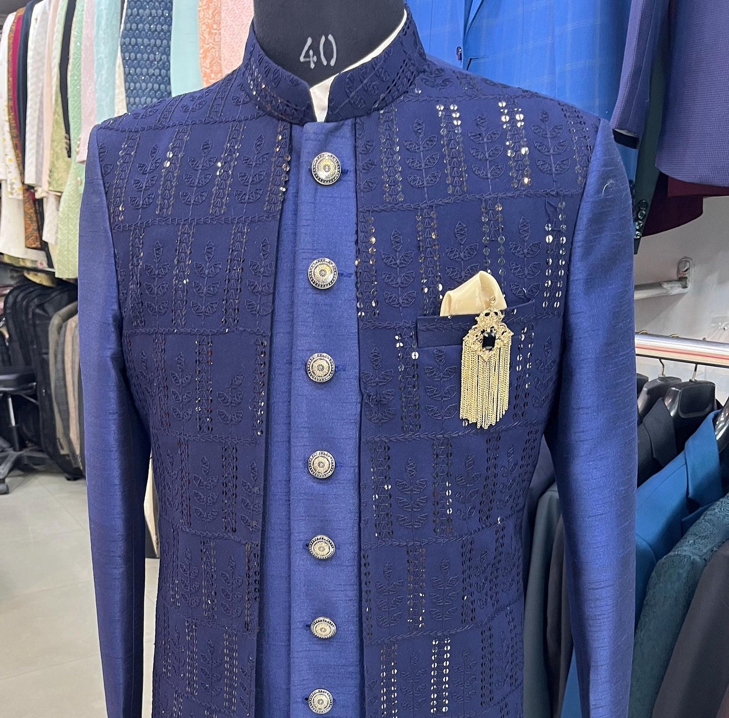 Embroidered Groom Sherwani, Indo Western Wedding Outfit