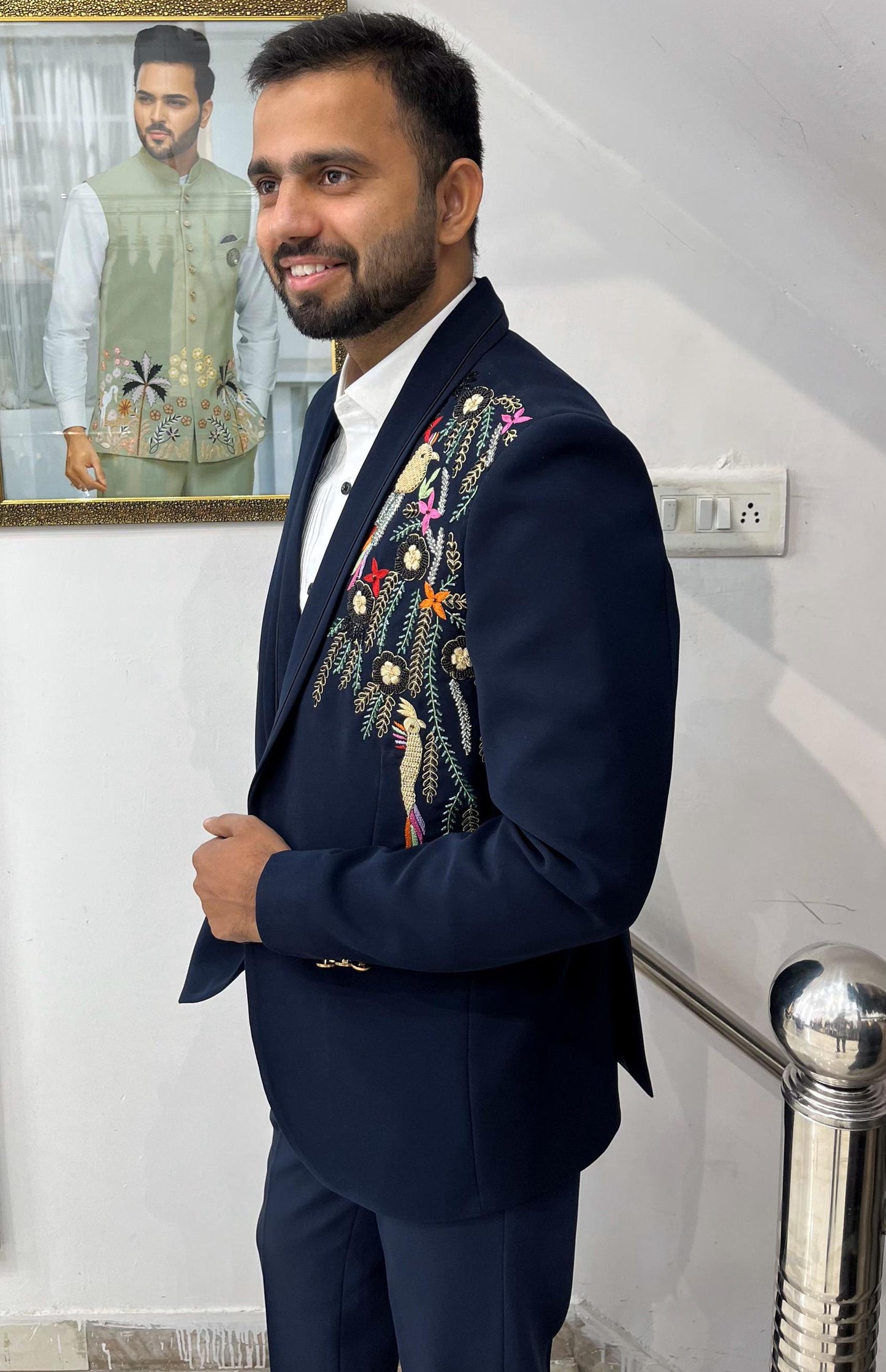 Navy Blue Tuxedo Suit, 3-Piece Dinner Wedding Groom Suit