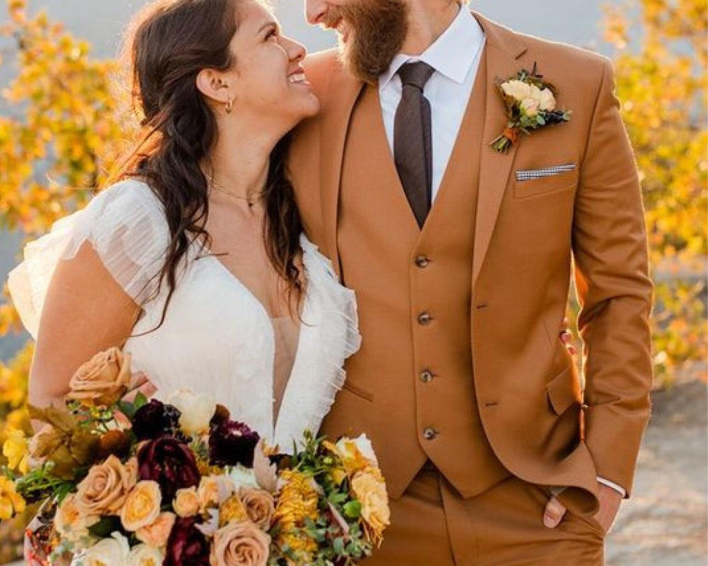 Terracotta Men's Suit: Luxury 2-Piece Ethnic Wedding Suit