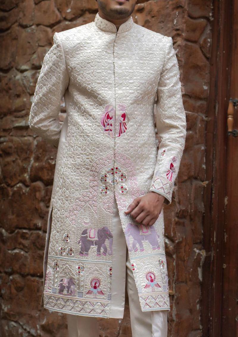 Handcrafted Indian Groom Sherwani, Wedding Outfit