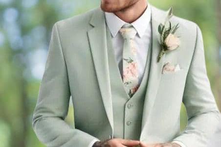 Sage Green Classic Suit, Crafted Men's Attire
