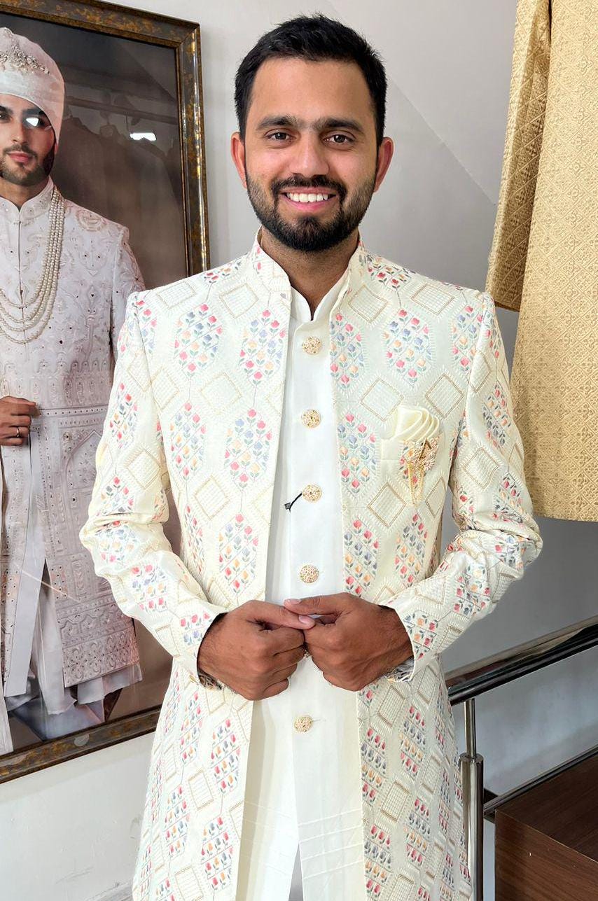 Embroidered Sherwani for Men: Indian Groom Wedding Outfit