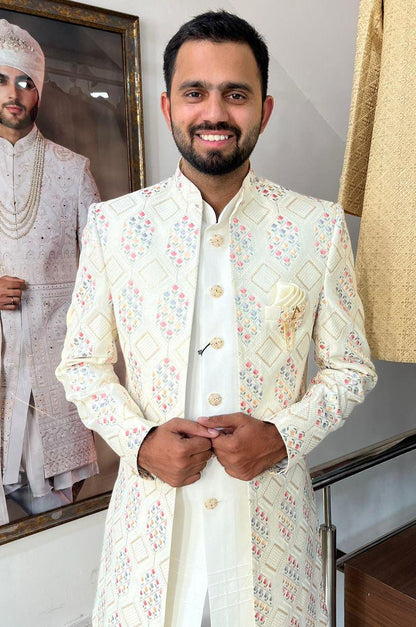 Embroidered Sherwani for Men: Indian Groom Wedding Outfit