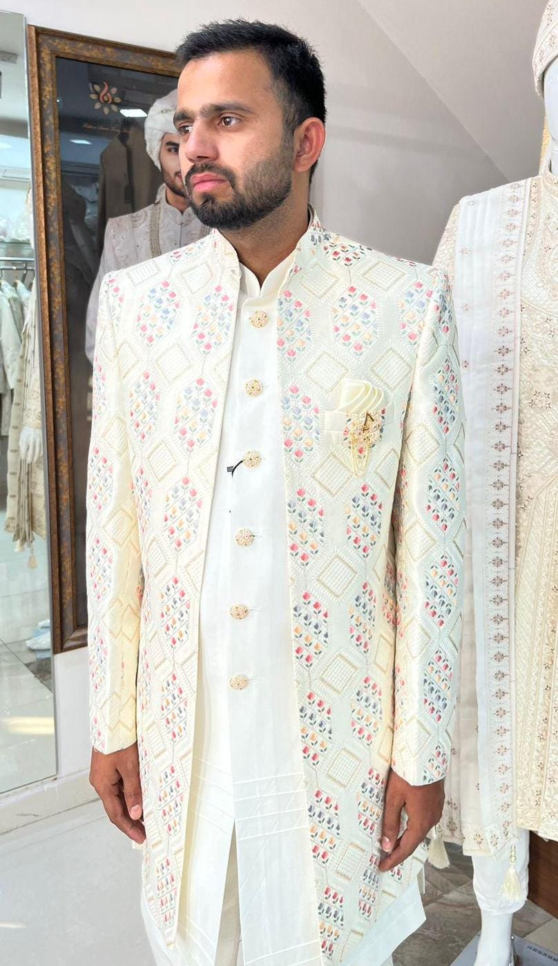 Embroidered Sherwani for Men: Indian Groom Wedding Outfit