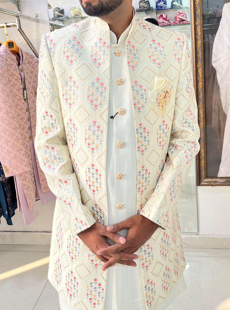 Embroidered Sherwani for Men: Indian Groom Wedding Outfit