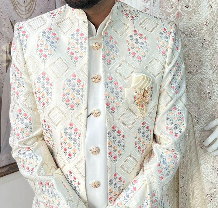 Embroidered Sherwani for Men: Indian Groom Wedding Outfit
