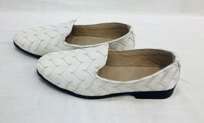 Ivory Velvet Mojari Handmade Wedding Loafers for Men