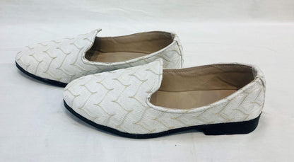Ivory Velvet Mojari Handmade Wedding Loafers for Men