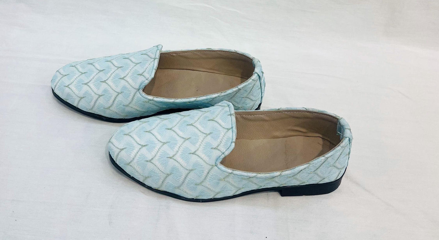Powder Blue Groom Mojari Shoes: Indian Wedding Jutti