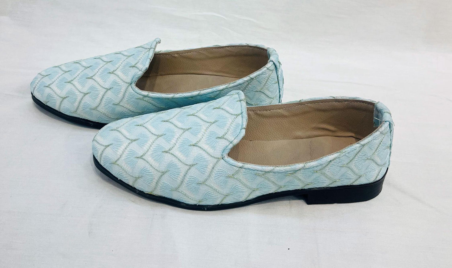 Powder Blue Groom Mojari Shoes: Indian Wedding Jutti
