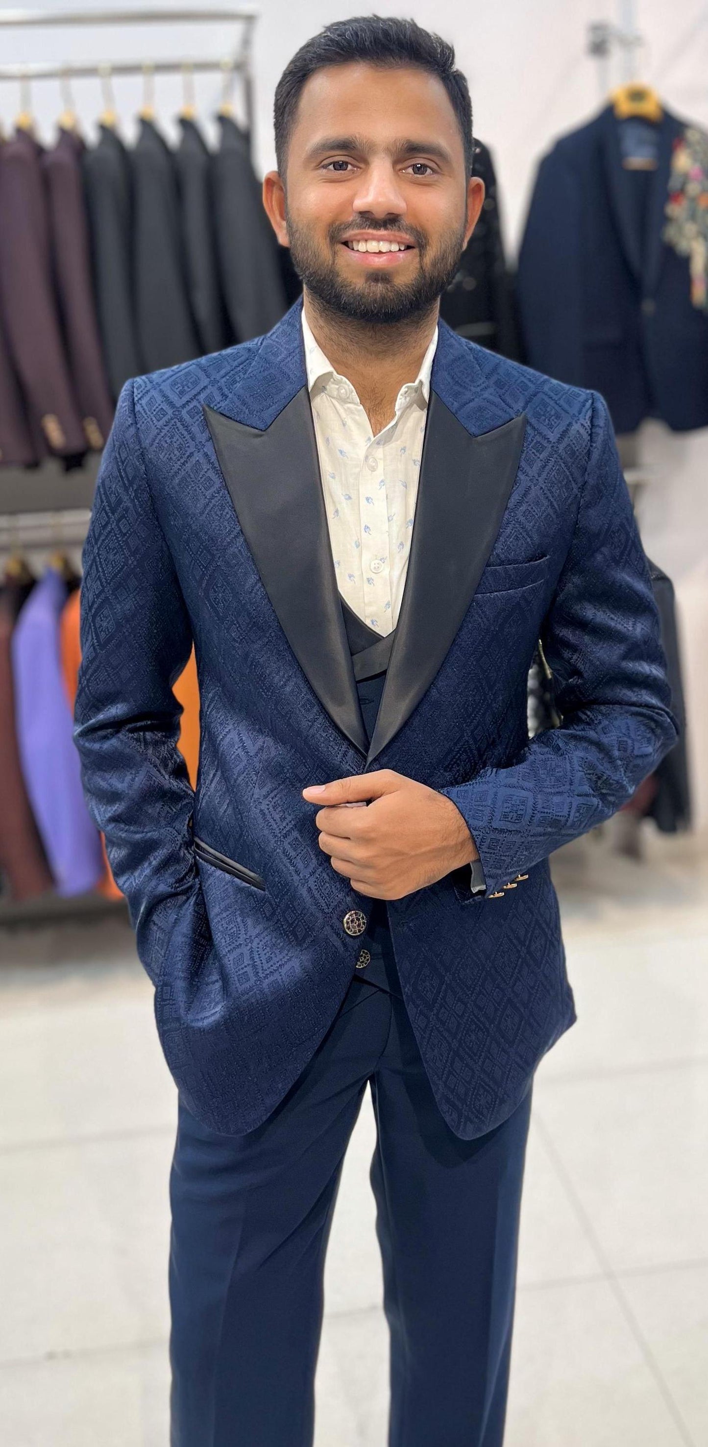 Blue Three-Piece Suit: Custom Tailored Wedding & Prom Suit