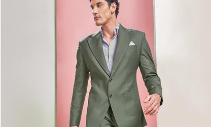 Green Three-Piece Suit: Stylish Handmade Classic Fit