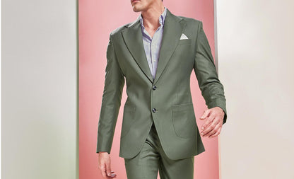 Green Three-Piece Suit: Stylish Handmade Classic Fit