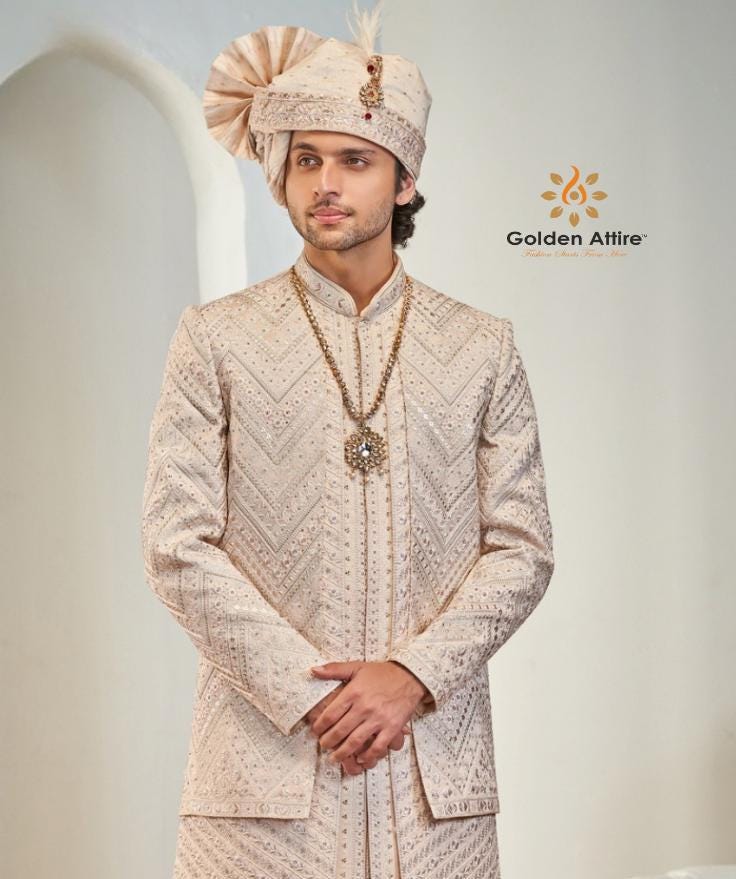 Dusty Pink Sherwani, Indian Groom Wedding Outfit