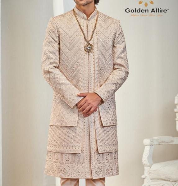Dusty Pink Sherwani, Indian Groom Wedding Outfit