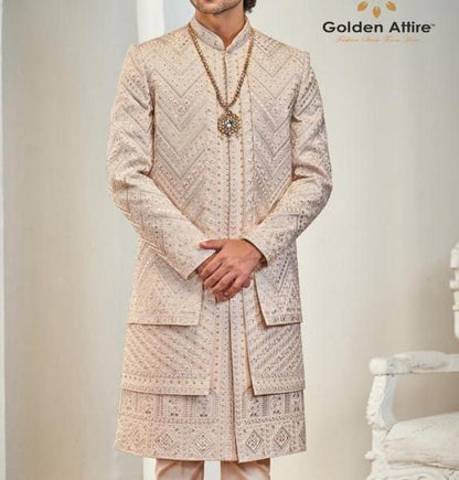 Dusty Pink Sherwani, Indian Groom Wedding Outfit