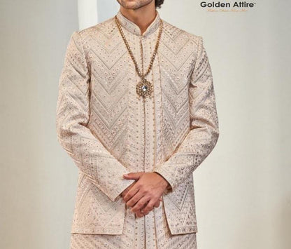 Dusty Pink Sherwani, Indian Groom Wedding Outfit