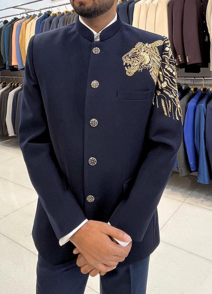 Lion Handwork Jodhpuri Suit, Men's Groom Wedding Outfit