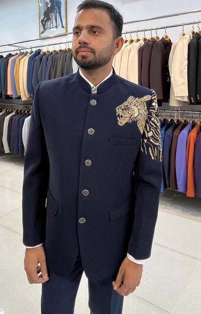 Lion Handwork Jodhpuri Suit, Men's Groom Wedding Outfit