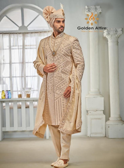 Handcrafted Indian Wedding Sherwani, Groom Outfit
