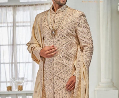Handcrafted Indian Wedding Sherwani, Groom Outfit