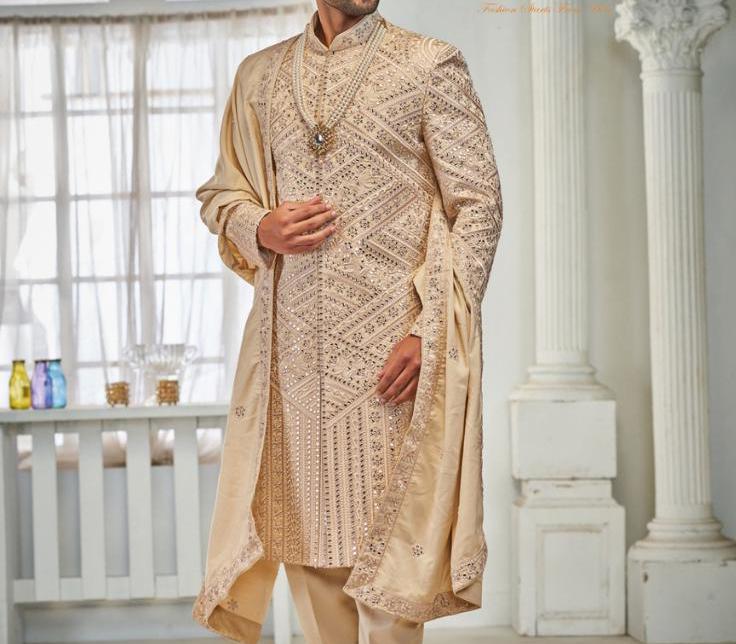 Handcrafted Indian Wedding Sherwani, Groom Outfit