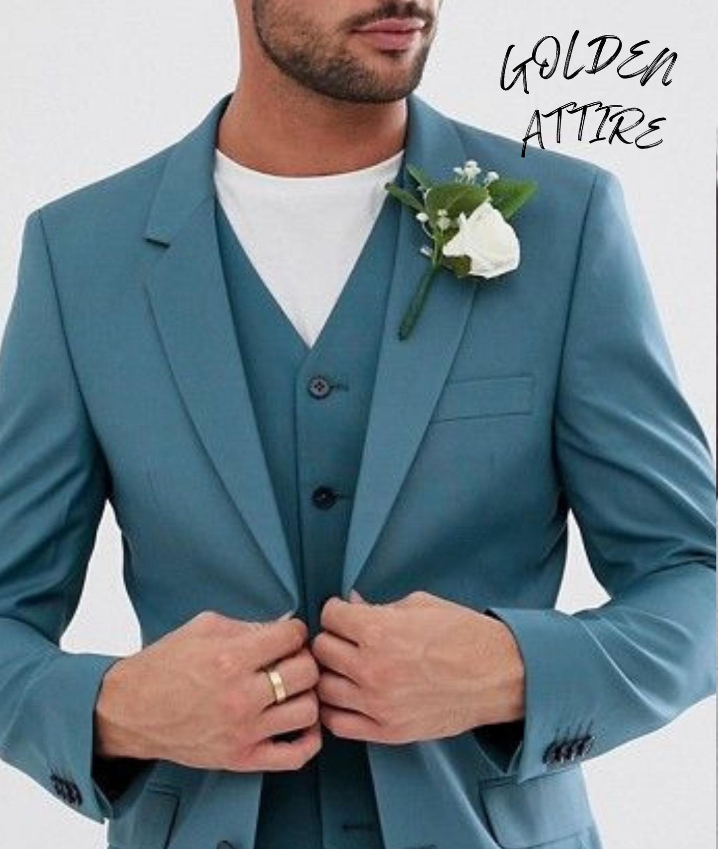 Green 3 Piece Suit: Wedding Groom Bespoke Suit
