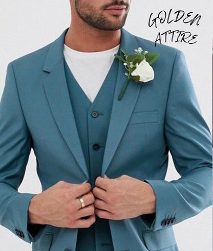 Green 3 Piece Suit: Wedding Groom Bespoke Suit