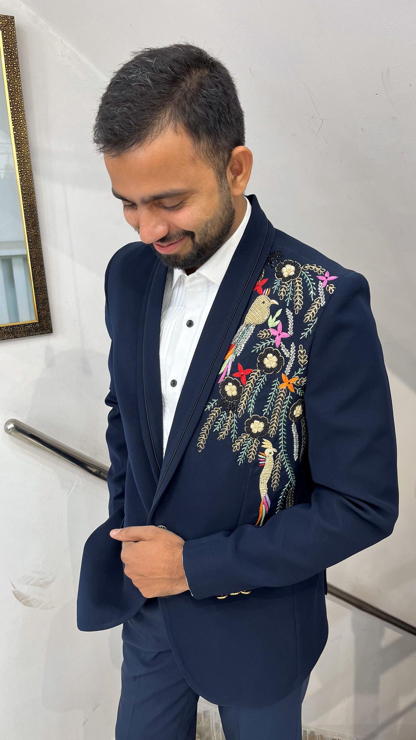 Navy Blue Tuxedo Suit, 3-Piece Dinner Wedding Groom Suit