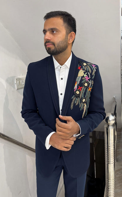 Navy Blue Tuxedo Suit, 3-Piece Dinner Wedding Groom Suit