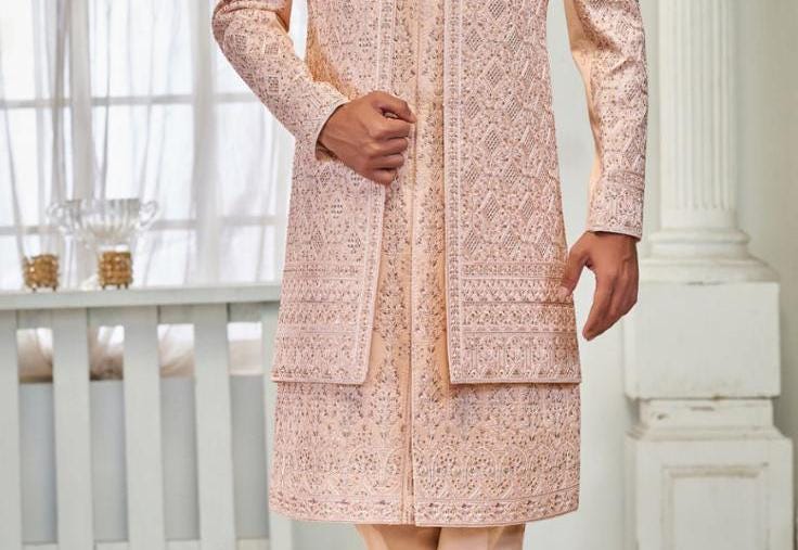Sherwani Jacket Set, Indian Groom Wedding Outfit