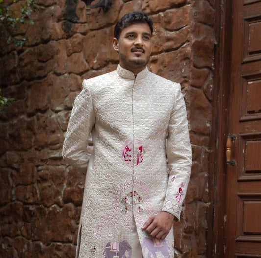 Handcrafted Indian Groom Sherwani, Wedding Outfit
