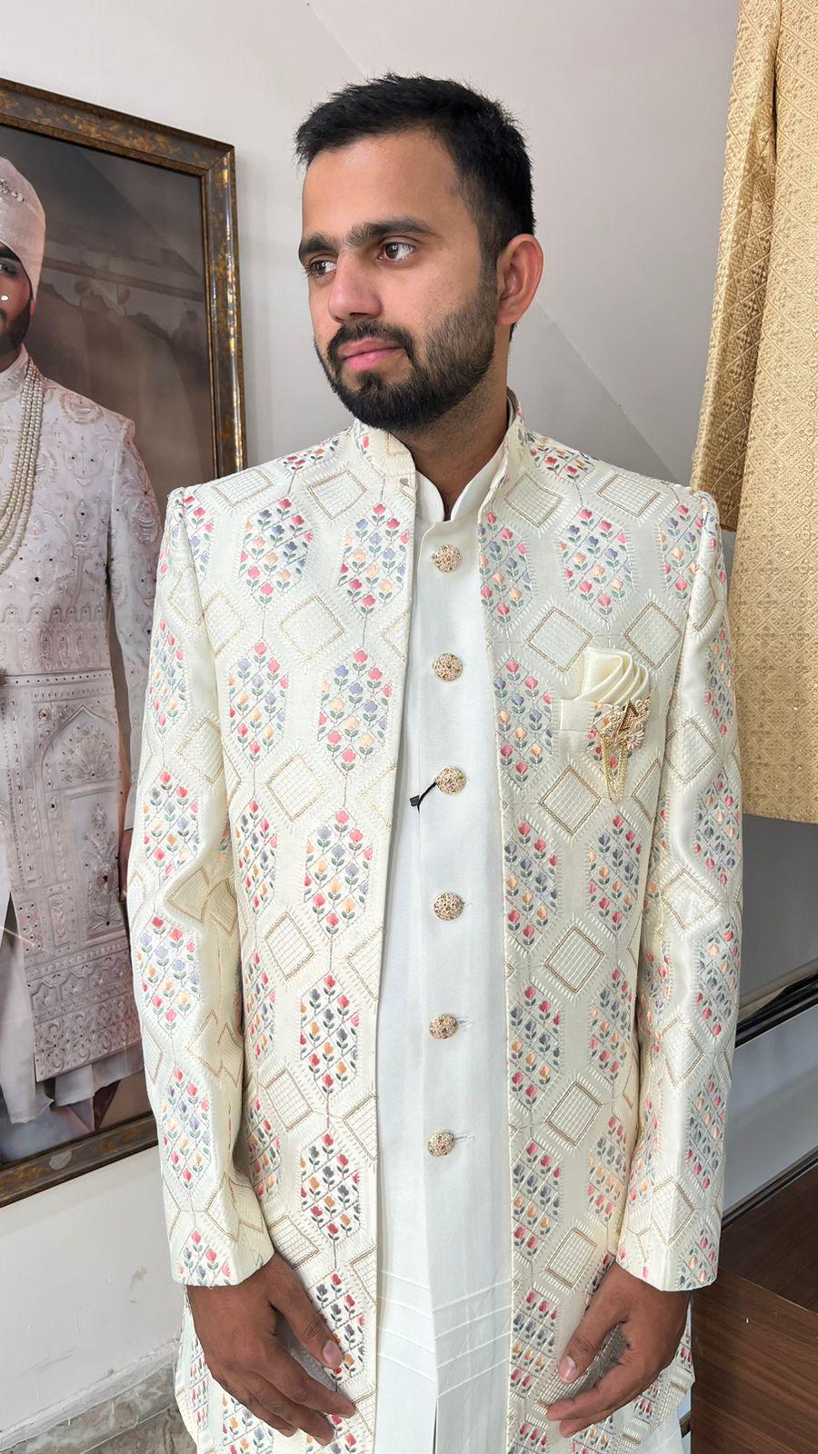 Embroidered Sherwani for Men: Indian Groom Wedding Outfit
