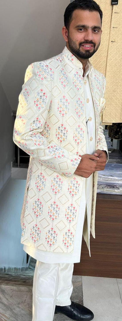 Embroidered Sherwani for Men: Indian Groom Wedding Outfit