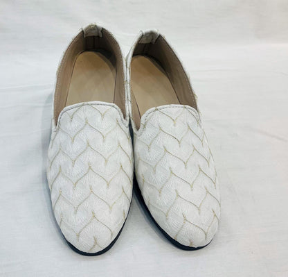 Ivory Velvet Mojari Handmade Wedding Loafers for Men