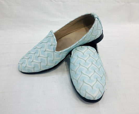 Powder Blue Groom Mojari Shoes: Indian Wedding Jutti