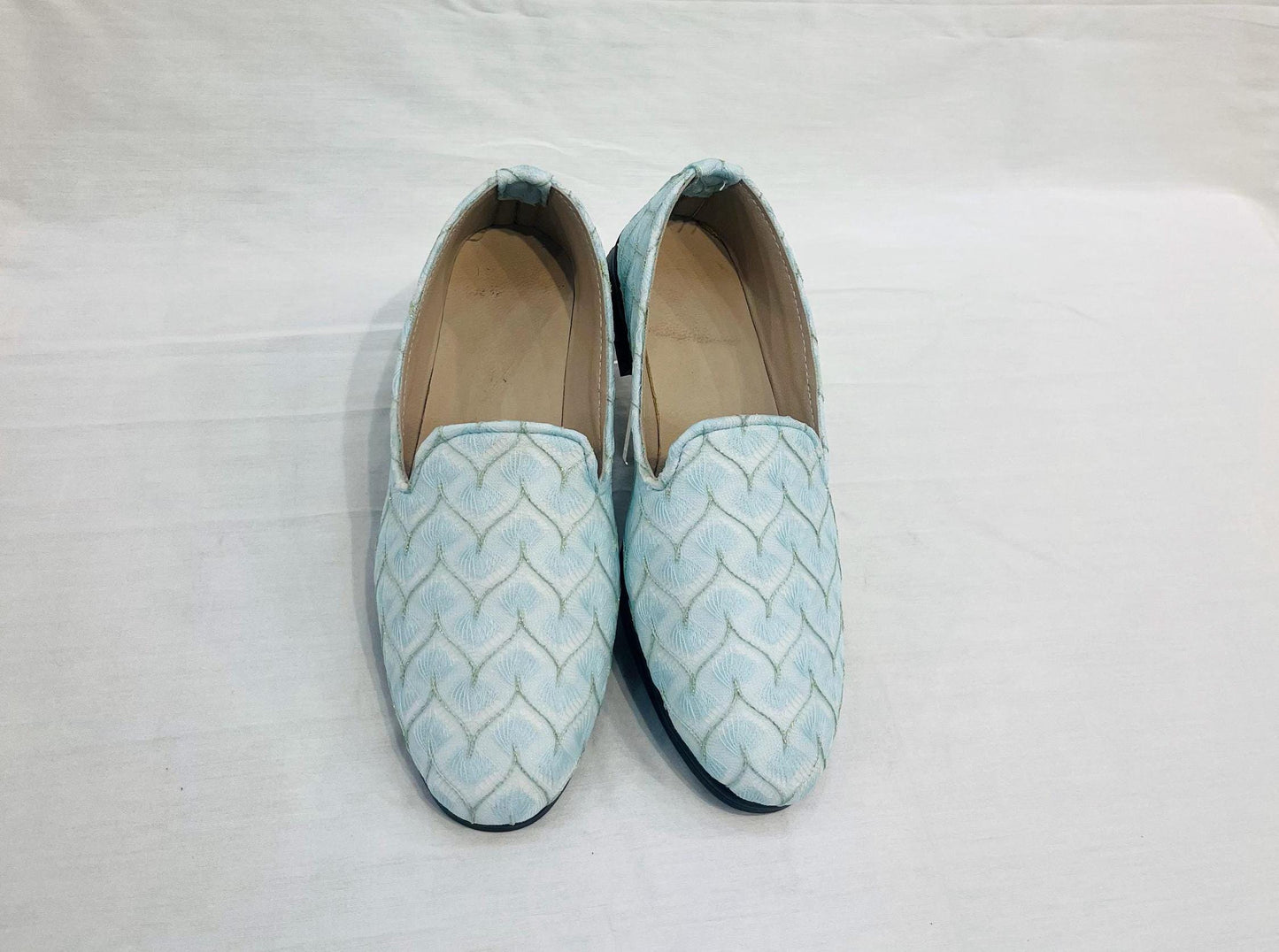 Powder Blue Groom Mojari Shoes: Indian Wedding Jutti