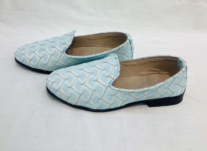 Powder Blue Groom Mojari Shoes: Indian Wedding Jutti
