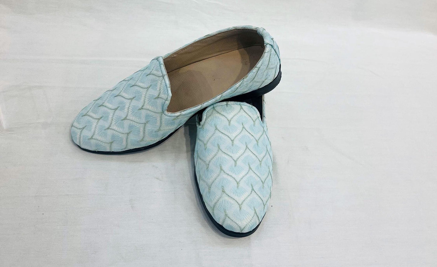Powder Blue Groom Mojari Shoes: Indian Wedding Jutti