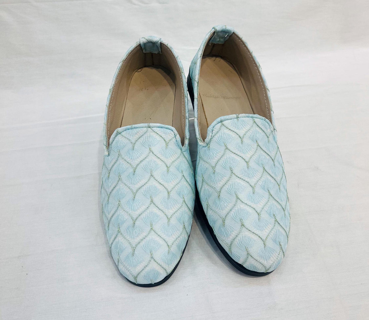 Powder Blue Groom Mojari Shoes: Indian Wedding Jutti