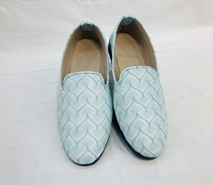 Powder Blue Groom Mojari Shoes: Indian Wedding Jutti