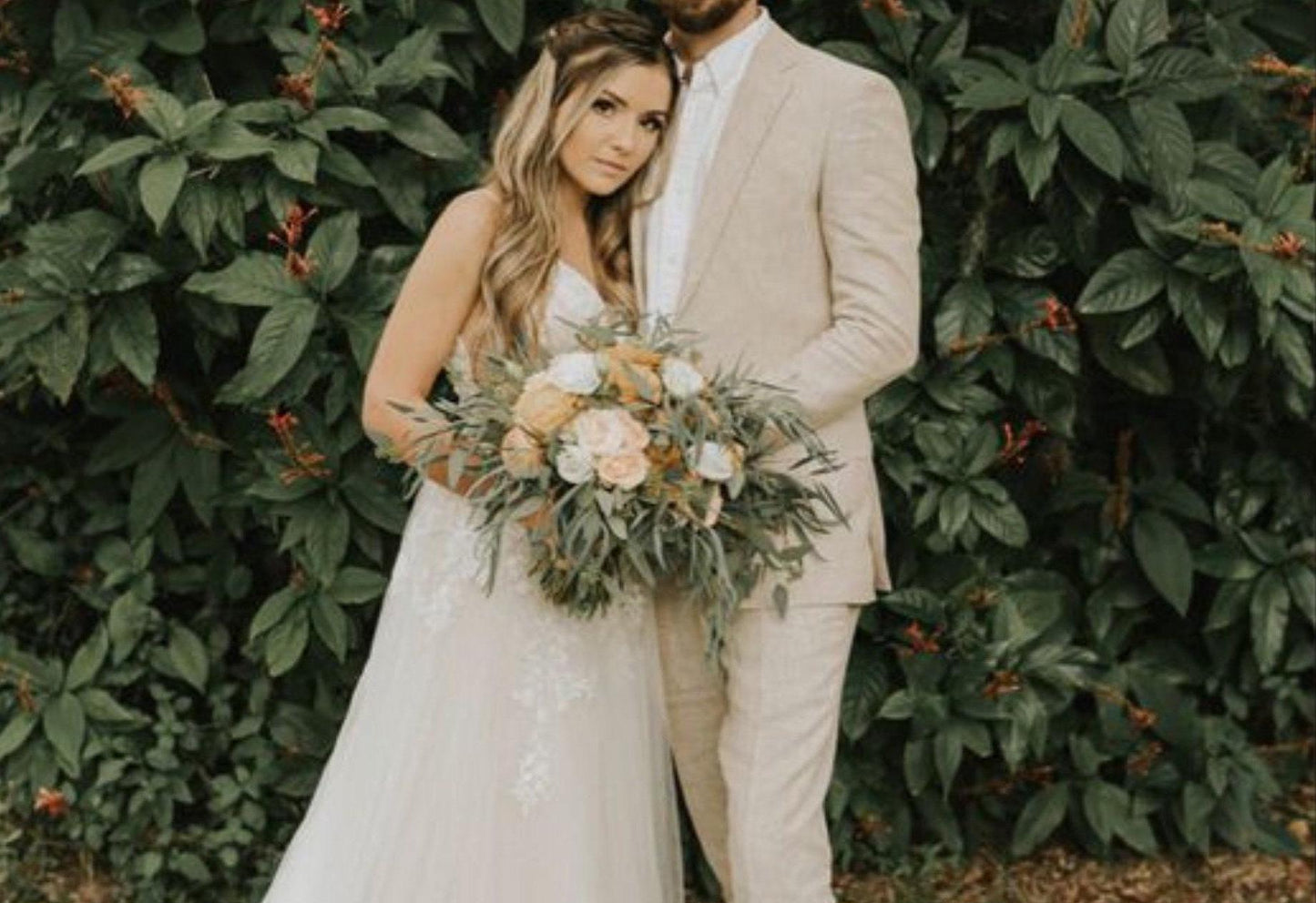 Cream Linen Suit: Luxury Two-Piece Wedding Suit