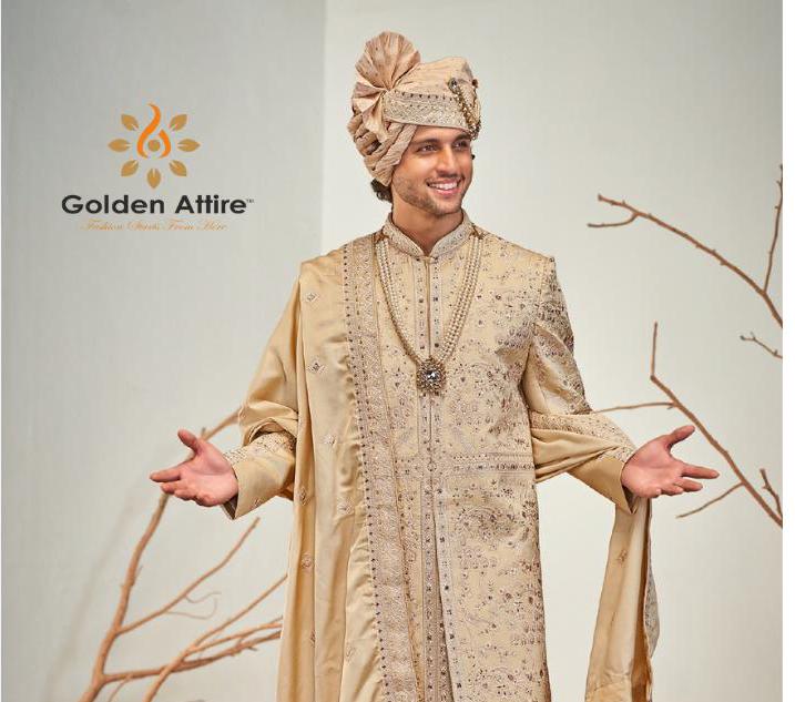 Handcrafted Sherwani Set, Indian Groom Outfit