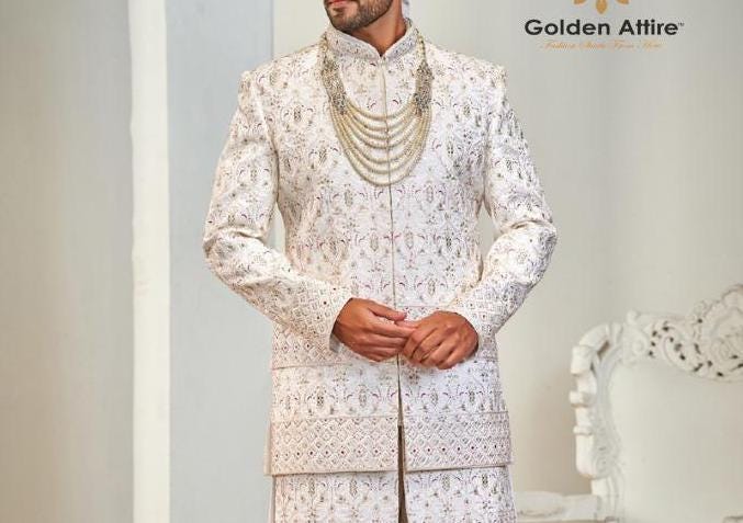 Handcrafted Sherwani Jacket, Indian Wedding Outfit