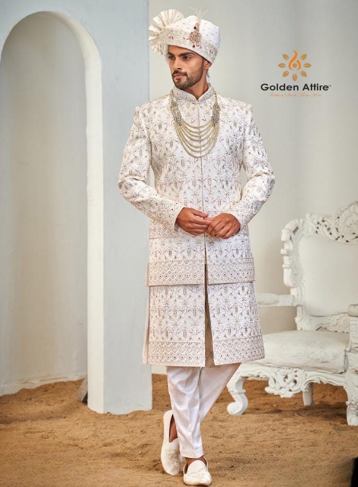 Handcrafted Sherwani Jacket, Indian Wedding Outfit