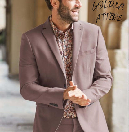 Men’s Dusty Mauve Two-Piece Suit, Custom Fit Wedding Groom Outfit