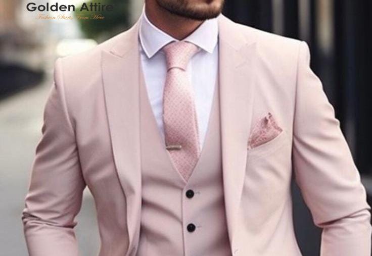 Dusty Rose 3-Piece Suit, Bespoke Wedding Groom Suit