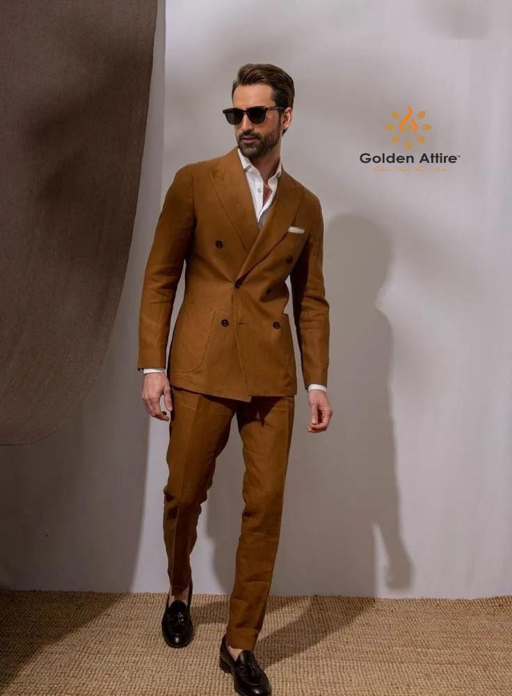 Handcrafted Double Breasted Men's Suit, Wedding Groom Attire